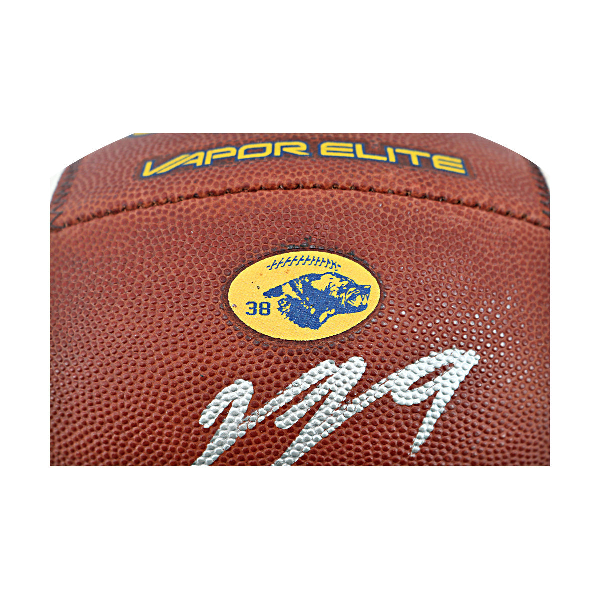 JJ McCarthy University of Michigan Autographed Team Issued Nike Vapor Elite Ball #38 Football (CX Auth) - Patch View