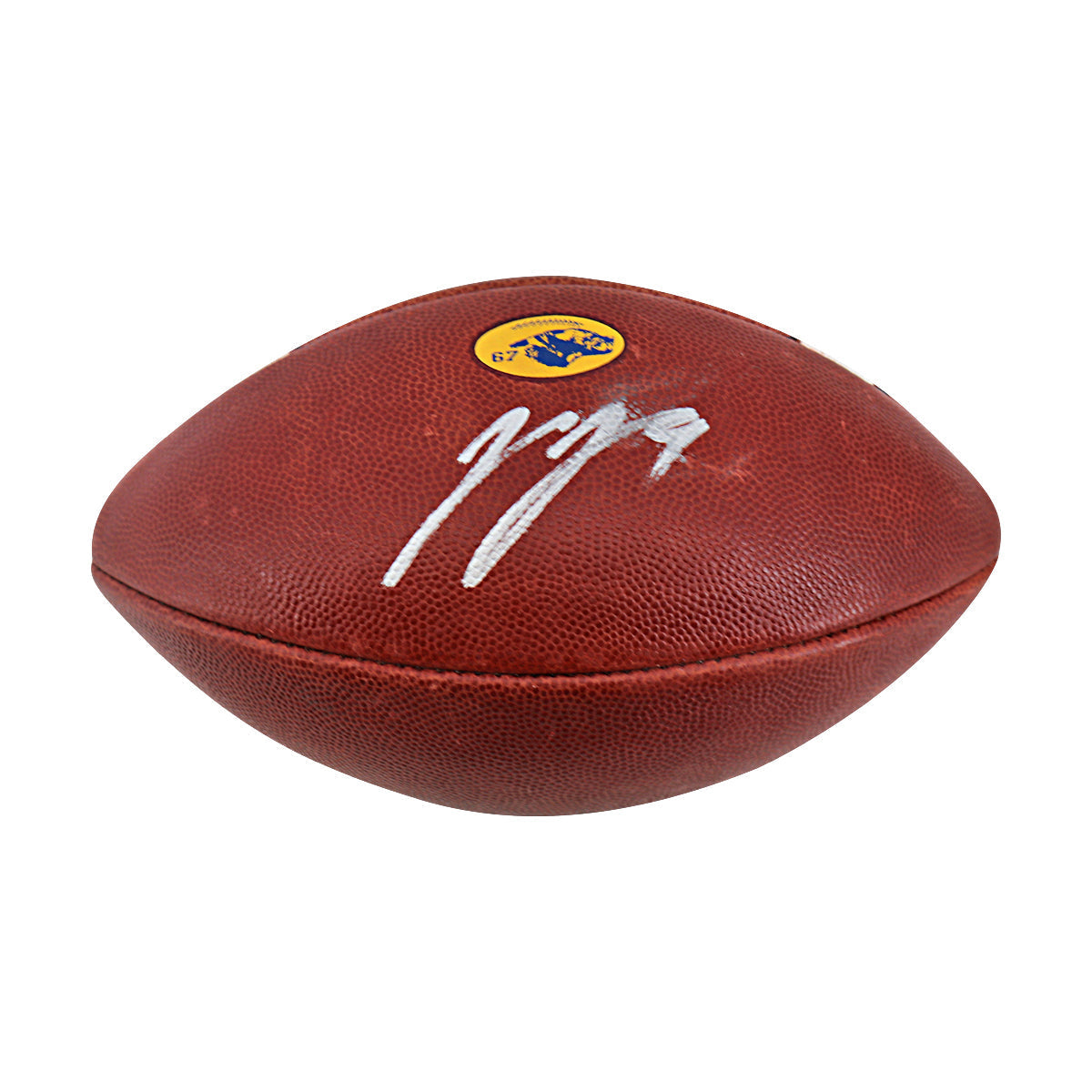 JJ McCarthy University of Michigan Autographed Team Issued Nike Vapor Elite Ball #67 Football (CX Auth) - Signature View