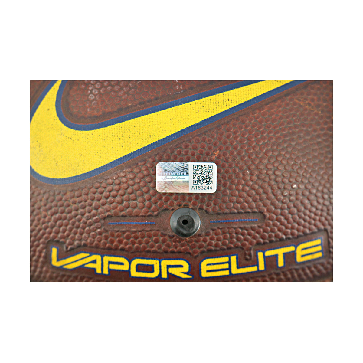 JJ McCarthy University of Michigan Autographed Team Issued Nike Vapor Elite Ball #94 Football (CX Auth) - Sticker View