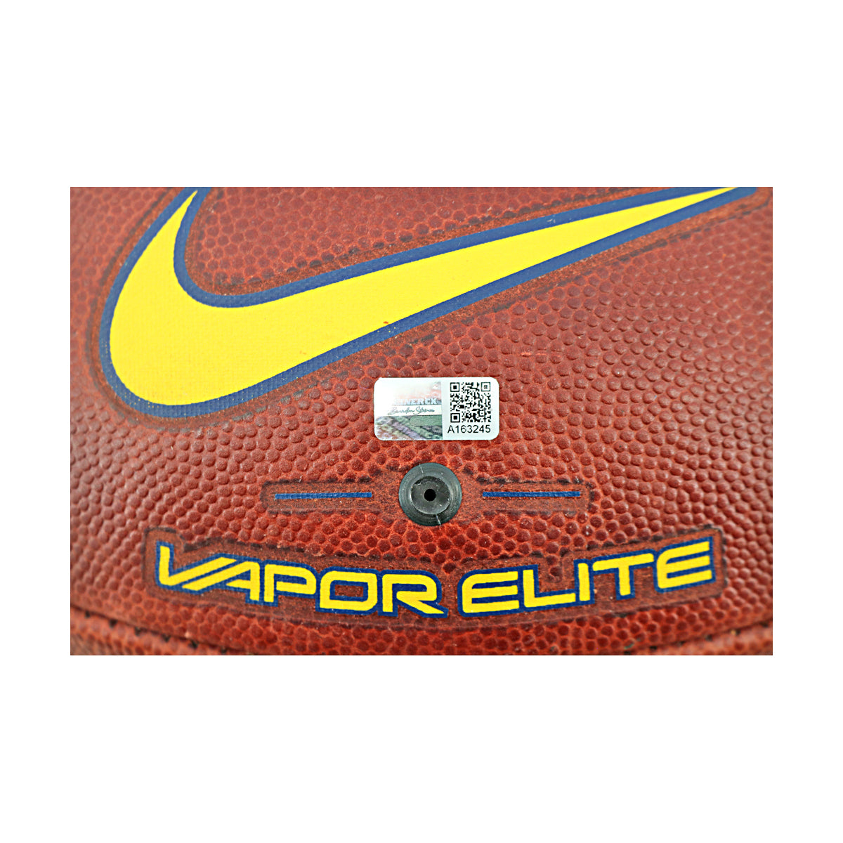 JJ McCarthy University of Michigan Autographed Team Issued Nike Vapor Elite Ball #117 Football (CX Auth) - Sticker View