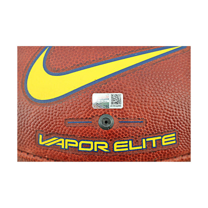 JJ McCarthy University of Michigan Autographed Team Issued Nike Vapor Elite Ball #117 Football (CX Auth) - Sticker View
