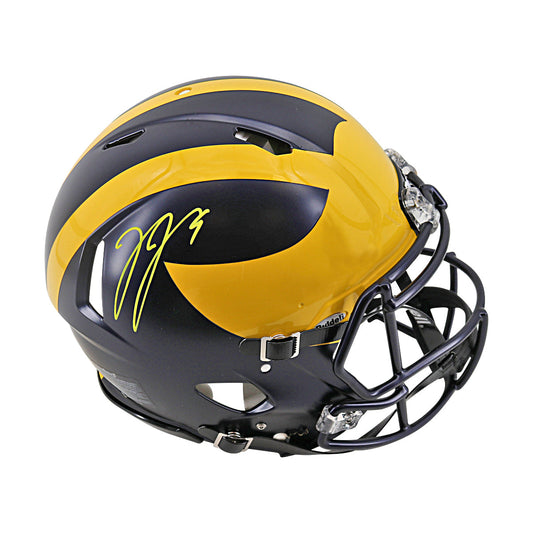 JJ McCarthy University of Michigan Autographed Riddell Full Size Authentic Speed Helmet (Beckett Auth) - Right Side View