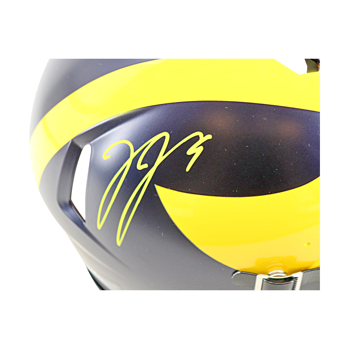 JJ McCarthy University of Michigan Autographed Riddell Full Size Authentic Speed Helmet (Beckett Auth) - Signature 2