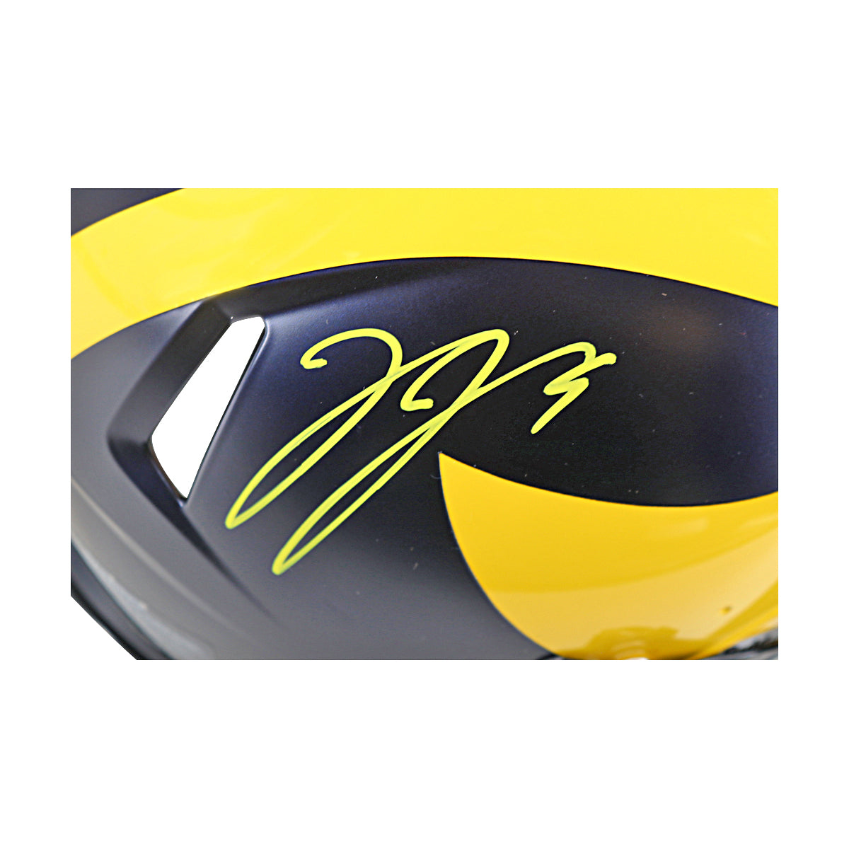 JJ McCarthy University of Michigan Autographed Riddell Full Size Authentic Speed Helmet (Beckett Auth) - Signature