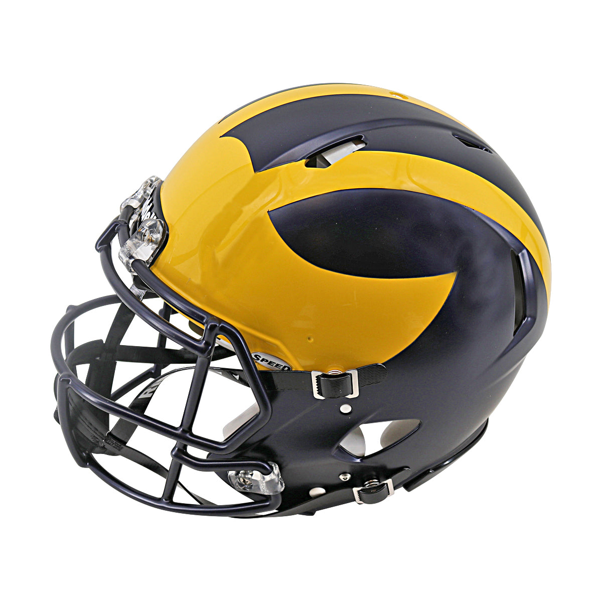 JJ McCarthy University of Michigan Autographed Riddell Full Size Authentic Speed Helmet (Beckett Auth) - Left Side View