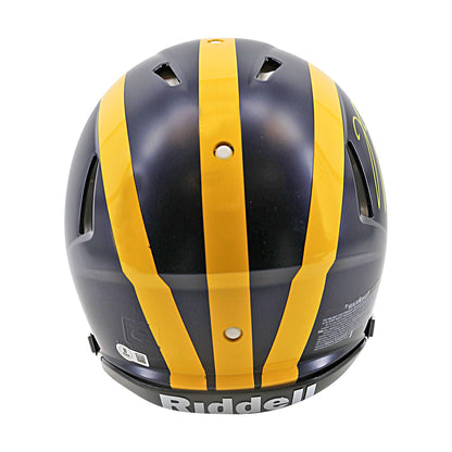 JJ McCarthy University of Michigan Autographed Riddell Full Size Authentic Speed Helmet (Beckett Auth) - Back View