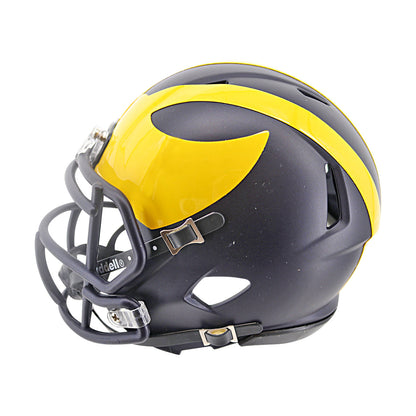 JJ McCarthy University of Michigan Autographed Riddell Mini Helmet (CX Auth) - Left Side View