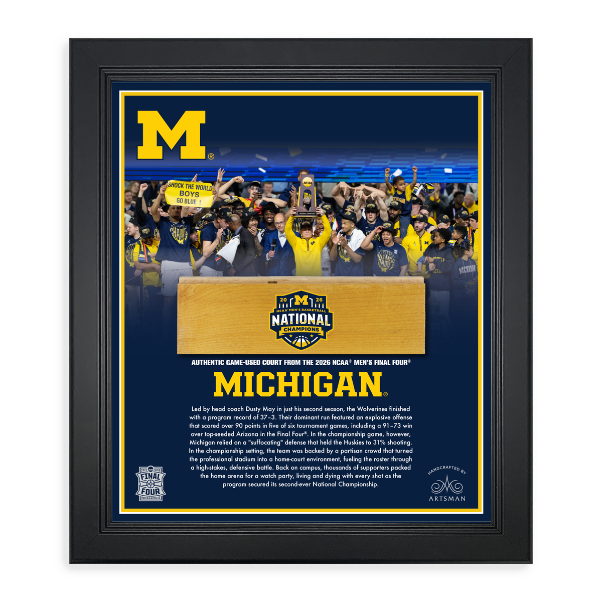 Michigan Wolverines 2026 NCAA® Men’s National Championship Celebration Frame - 15”x17”
