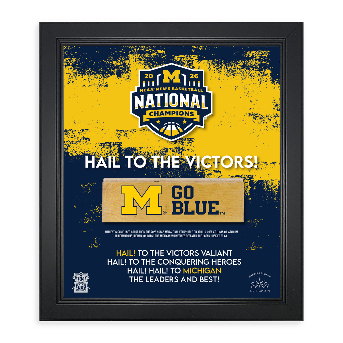 Michigan Wolverines 2026 NCAA® Men’s National Championship Hail to the Victors Frame - 15”x17”