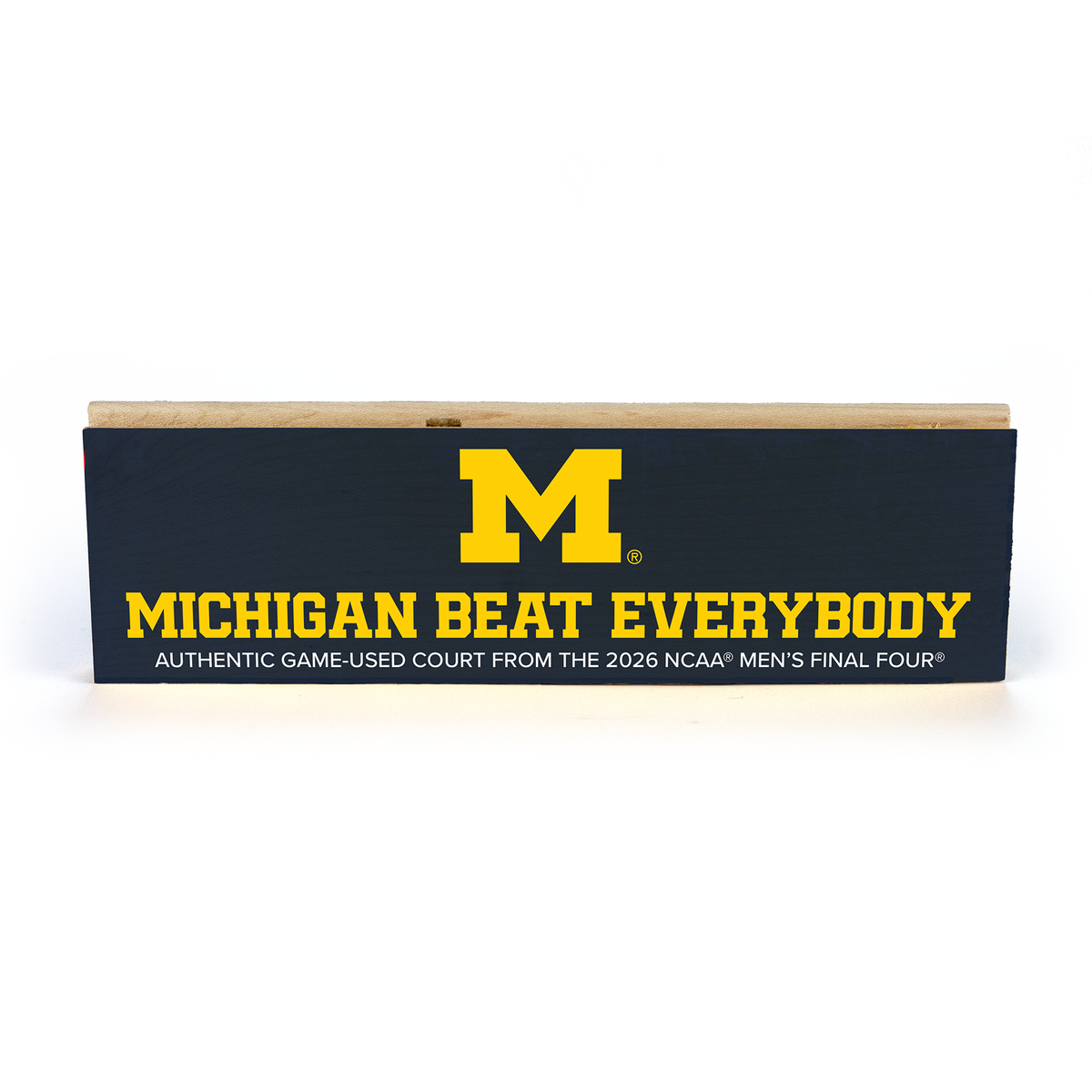 Michigan Wolverines 2026 NCAA® Men's National Championship "Beat Everybody" Wood Block - Blue