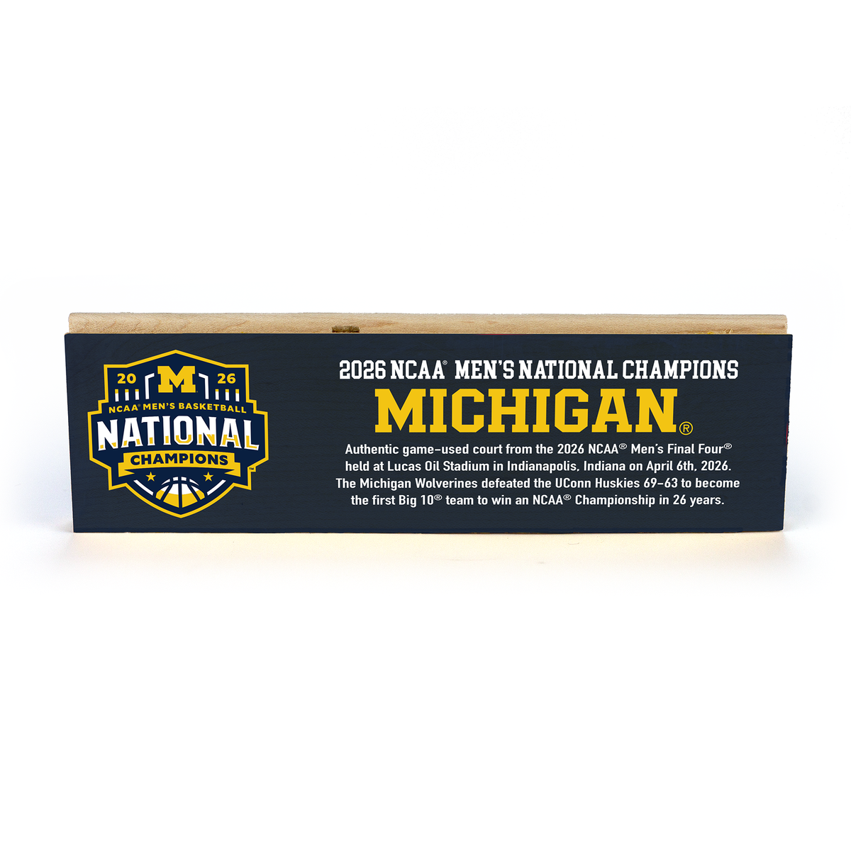 Michigan Wolverines 2026 NCAA® Men's National Championship Court Wood Block - Blue