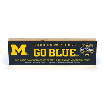 Michigan Wolverines 2026 NCAA® Men's National Championship "Go Blue" Wood Block - Blue