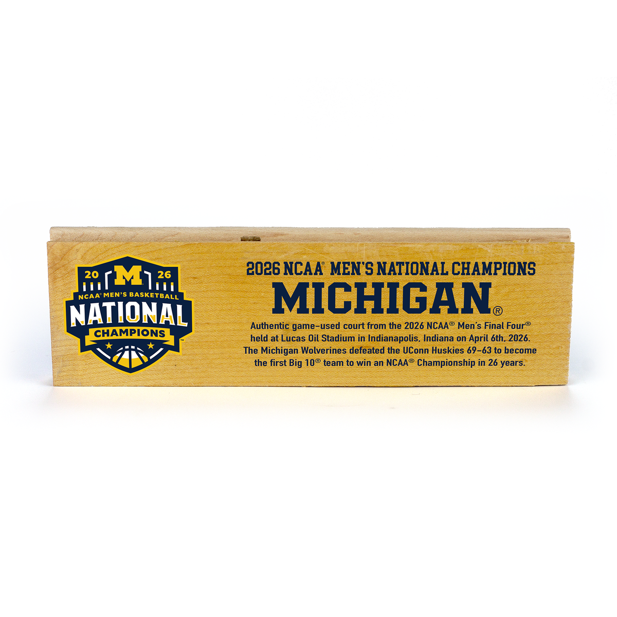 Michigan Wolverines 2026 NCAA® Men's National Championship Court Wood Block