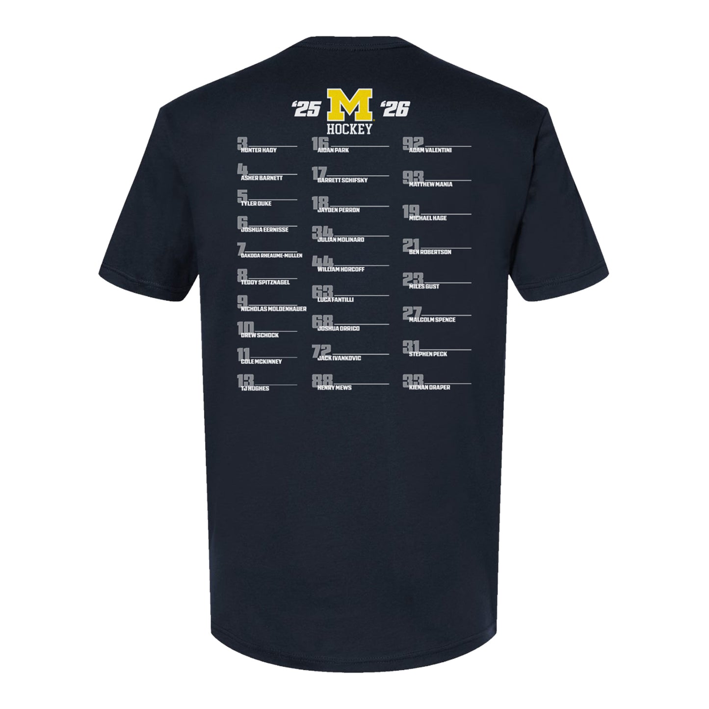 Michigan Wolverines Men's Hockey 2025-2026 Team Shirt In Blue - Back View