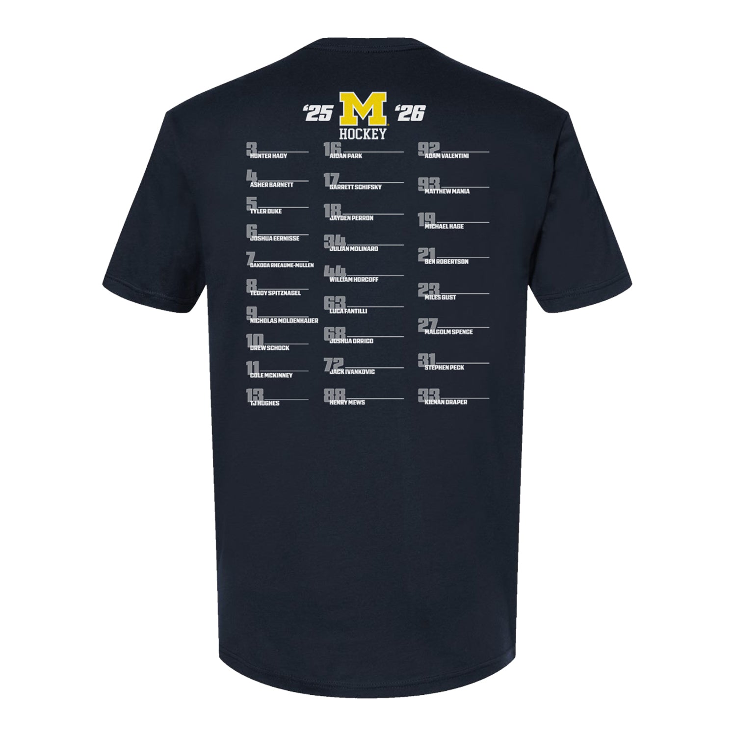 Michigan Wolverines Men's Hockey 2025-2026 Team Shirt In Blue - Back View