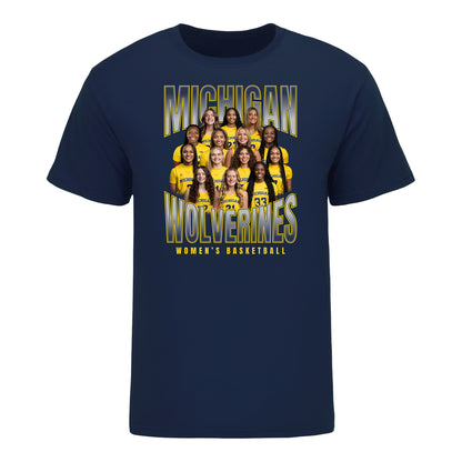 Michigan Wolverines 2025-2026 Womens Basketball Team Shirt In Blue - Front View