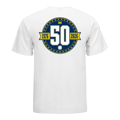 Michigan Wolverines Women's Gymnastics 50th Anniversary T-Shirt - Back View