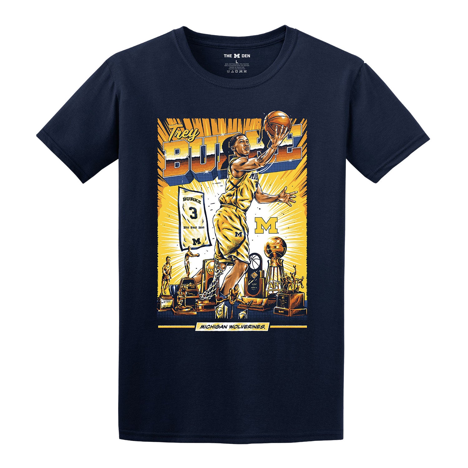 Michigan Wolverines #3 Trey Burke Commemorative Comic T-Shirt - Front View