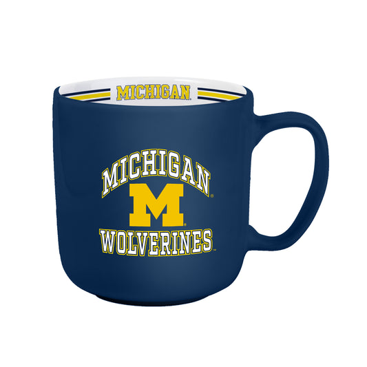 Michigan Wolverines Stripe Navy 15oz Mug - Front View