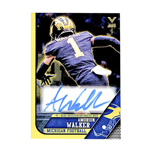 Amorion Walker Michigan Wolverines Autographed Signed Valiant Limited Edition Foil Signature Parallel Trading Card (CX Champions Circle LOA) - Front View