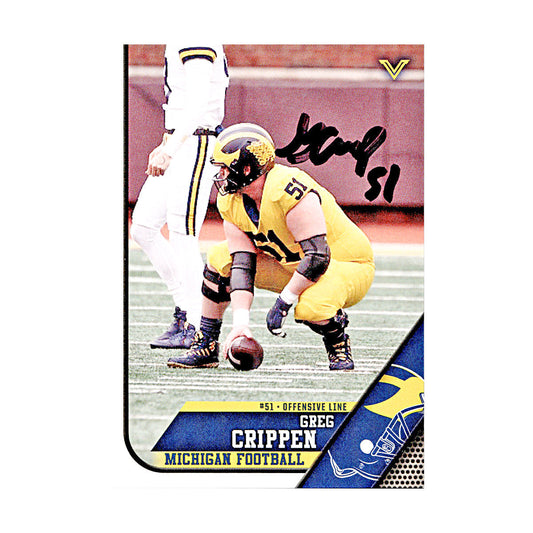 Greg Crippen Michigan Wolverines Autographed Signed 2023 Valiant Trading Card (CX Champions Circle LOA) - Front View