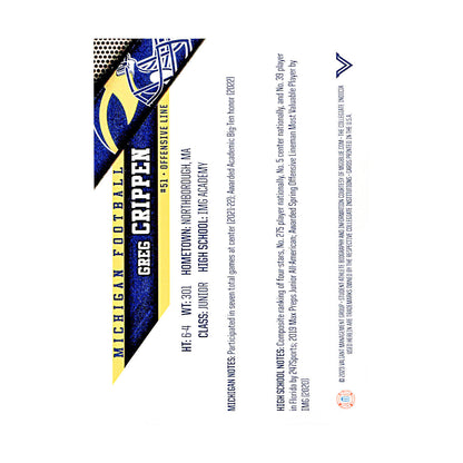 Greg Crippen Michigan Wolverines Autographed Signed 2023 Valiant Trading Card (CX Champions Circle LOA) - Card View