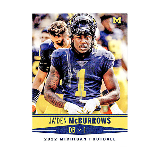 Ja'Den McBurrows Michigan Wolverines Autographed Signed 2022 Valiant Trading Card (CX Champions Circle LOA) - Front View
