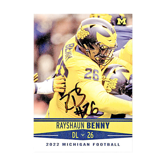 Rayshaun Benny Michigan Wolverines Autographed Signed 2022 Valiant Trading Card (CX Champions Circle LOA) - Front View