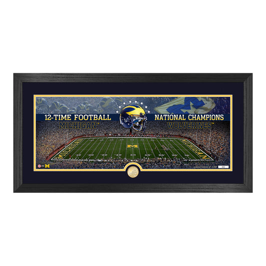 University of Michigan Deluxe Panoramic Stadium Bronze Coin Photo Mint - Front View