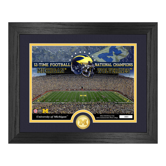 University of Michigan Bronze Coin Stadium Photo Mint - Front View