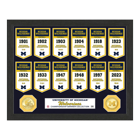 Michigan Wolverines National Champs Banner Collection Bronze Coin Photo Mint - Front View
