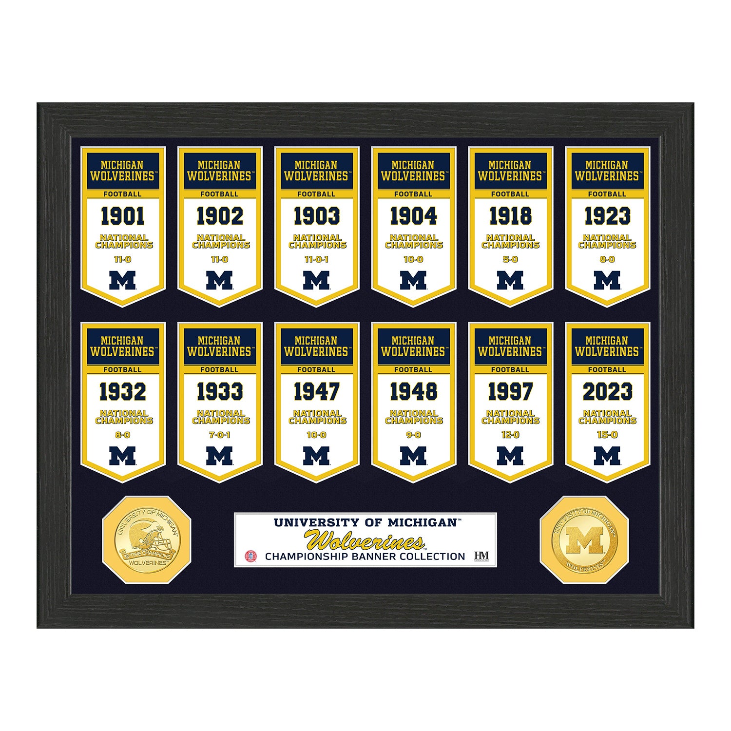 Michigan Wolverines National Champs Banner Collection Bronze Coin Photo Mint - Front View