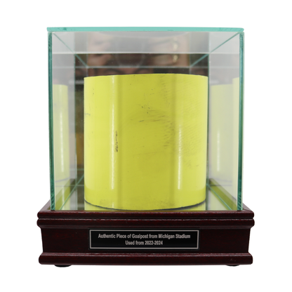 Michigan Wolverines Display Case with Authentic 4 Inch Big House Goalpost Piece - Front View