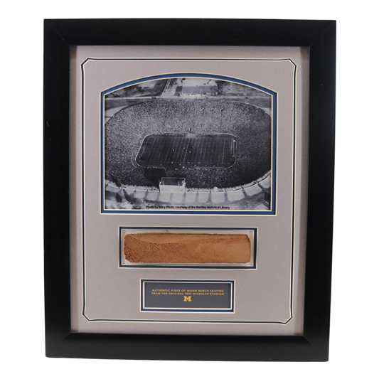 Michigan Wolverines Authentic 1927 Seven Inch Big House Bench Seat 17x20 Frame - Front View