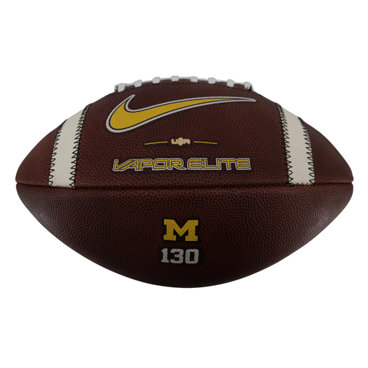 Michigan Wolverines 2024 Team Issued Nike Vapor Elite #130 Football In Brown - Front View