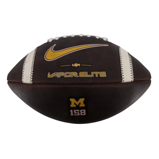 Michigan Wolverines 2024 Team Issued Nike Vapor Elite #158 Football In Brown - Front View