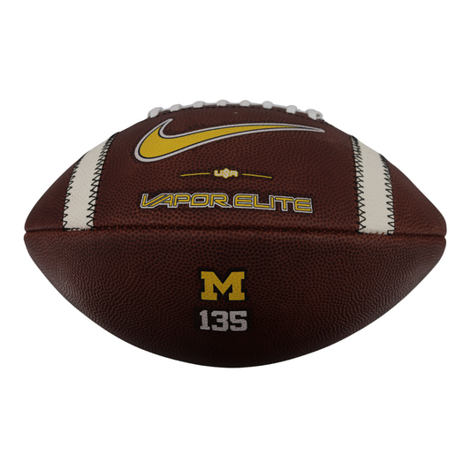 Michigan Wolverines 2024 Team Issued Nike Vapor Elite #135 Football In Brown - Front View