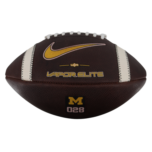 Michigan Wolverines 2024 Team Issued Nike Vapor Elite #28 Football In Brown - Front View