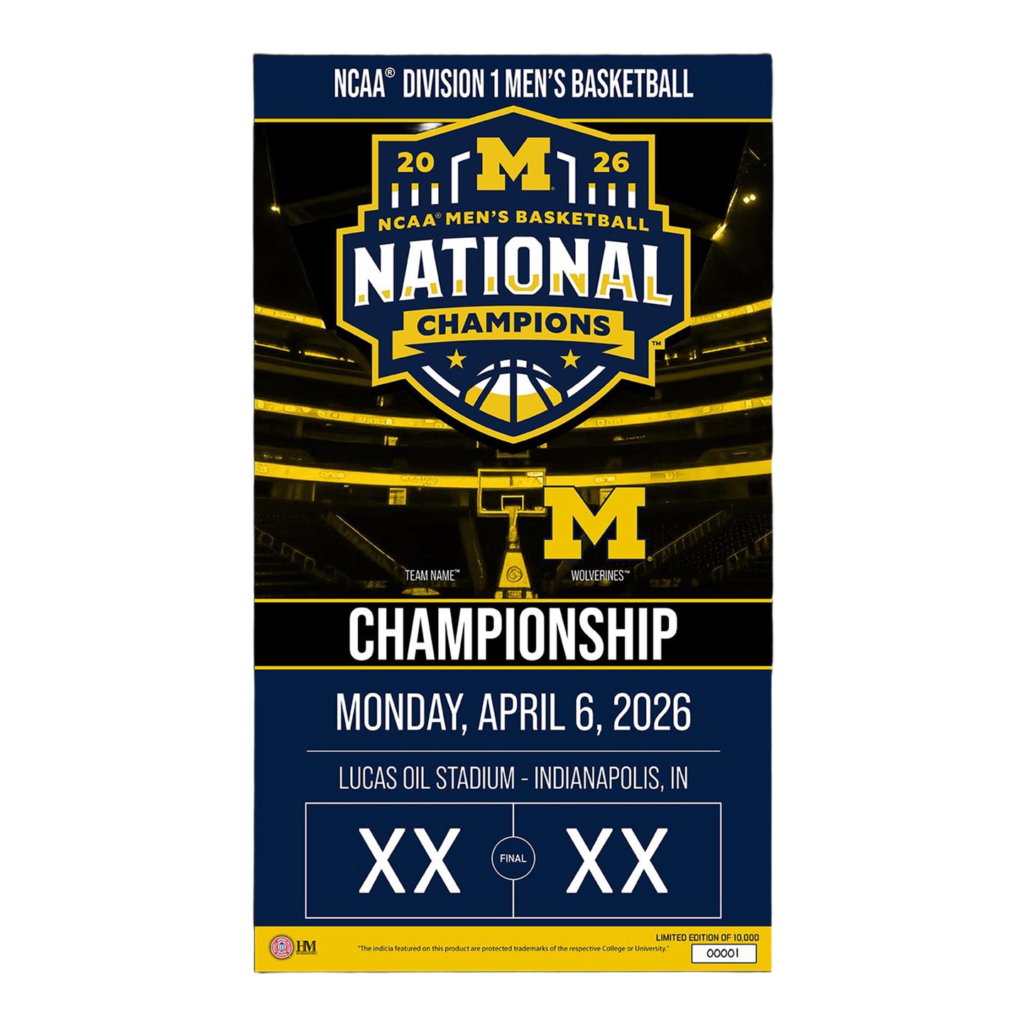 Michigan Wolverines Men's Basketball National Champions Game Day Frame