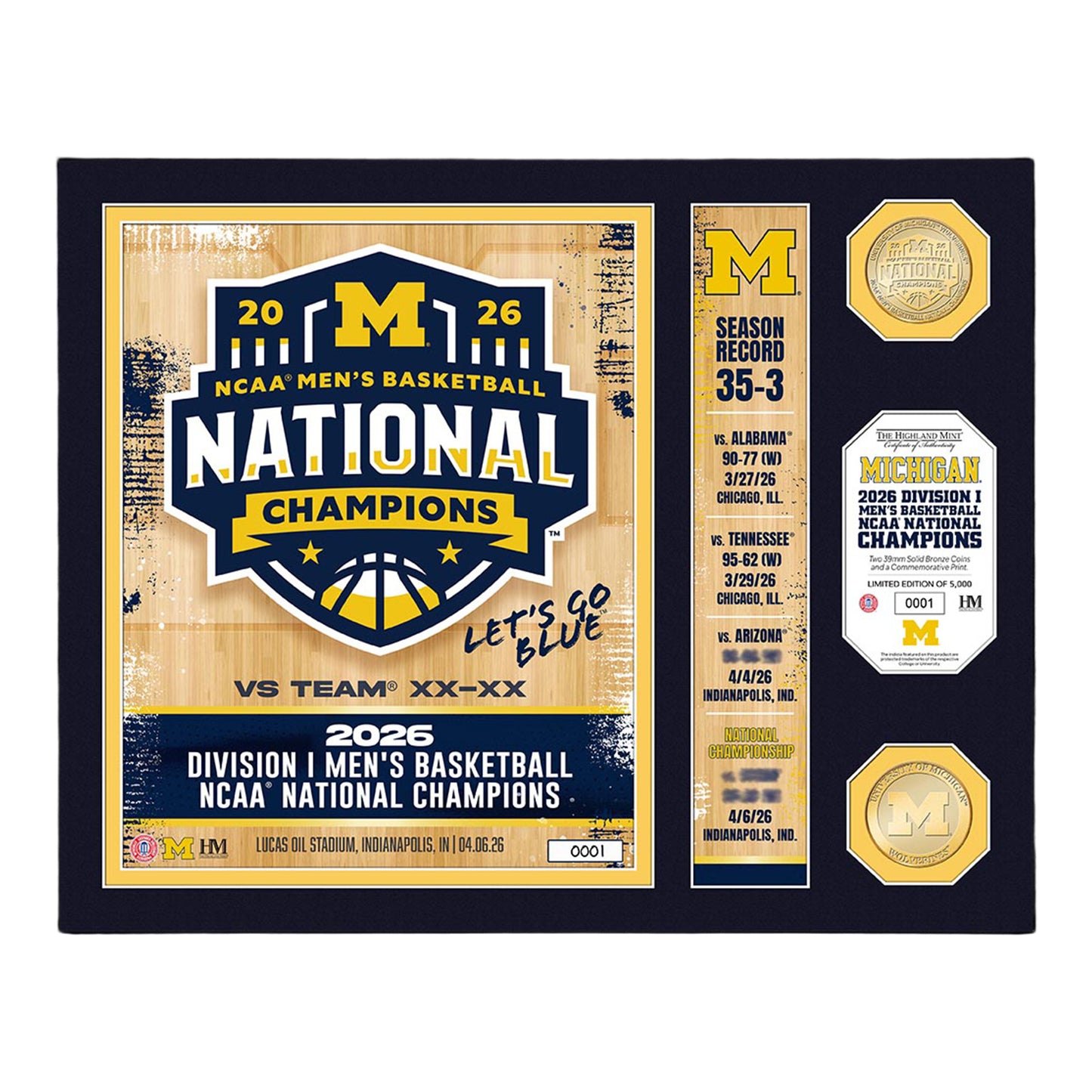 Michigan Wolverines Men's Basketball National Champions Coin Photo Frame