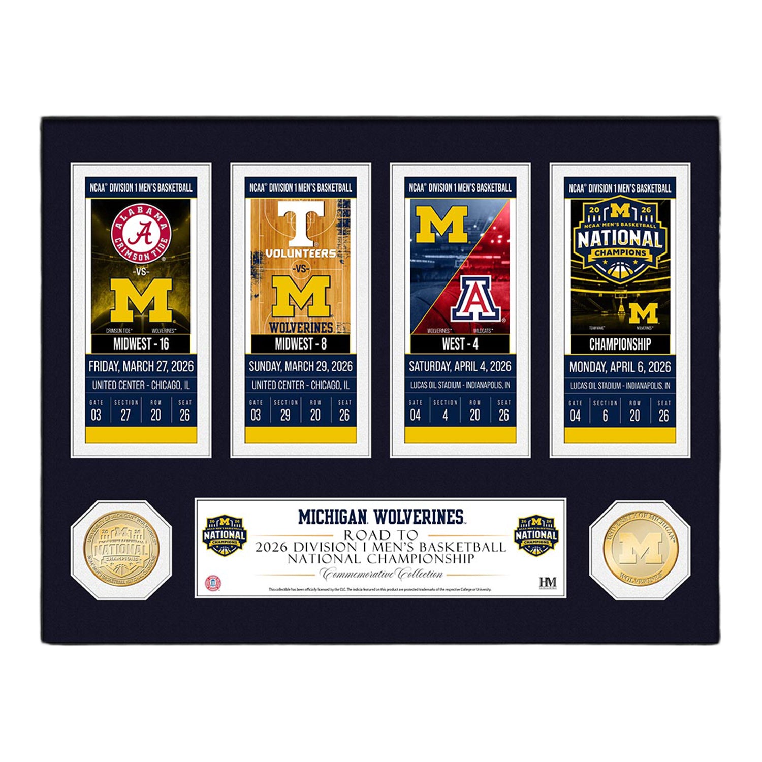 Michigan Wolverines Men's Basketball National Champions Coin & Ticket Photo Frame - Front View