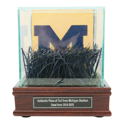 Michigan Wolverines Authentic Michigan Stadium Endzone Turf with Glass Case