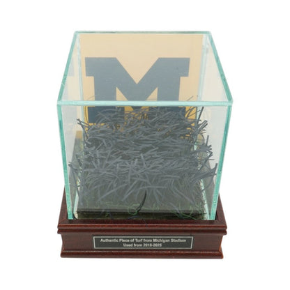 University of Michigan Authentic Piece of Michigan Stadium Endzone Turf with Glass Case