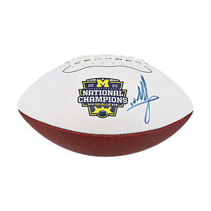 Mike Sainristil Michigan Wolverines Autographed Signed 2023 National Champions Logobrands Football In White - Front View