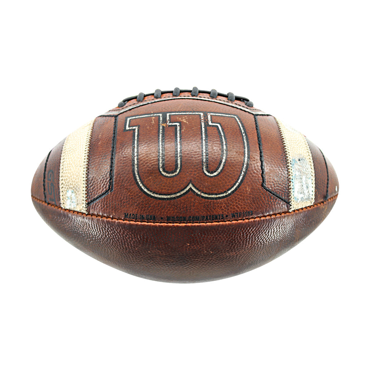 2001 Game Used Michigan Wolverines Wilson Football 1 In Brown - Side View