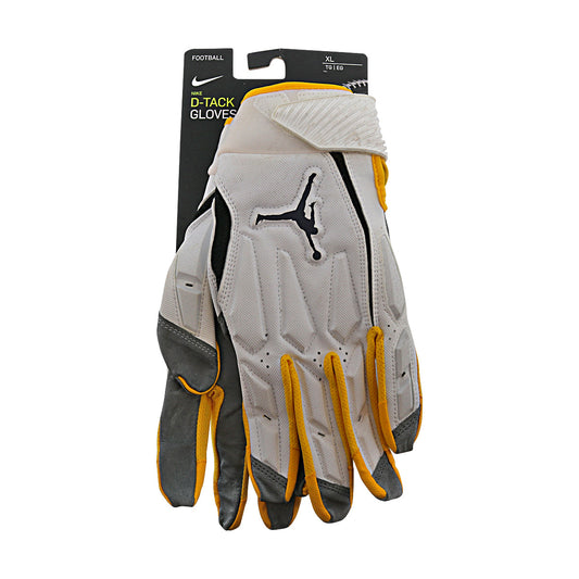Jordan Brand D-Tack Team Issued Michigan Wolverines White Gloves Size XL Style F977 - Back View