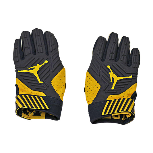 Jordan Brand D-Tack 5.0 Michigan Wolverines Blue Gloves Size: L Style 459 - Back View