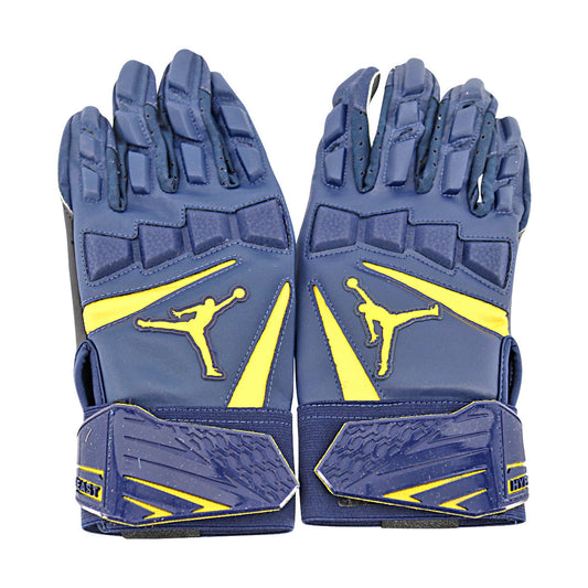 Jordan Brand Hyberbeast 2.0 CLG Michigan Wolverines Blue Gloves Size: L  PGF979 - Back View
