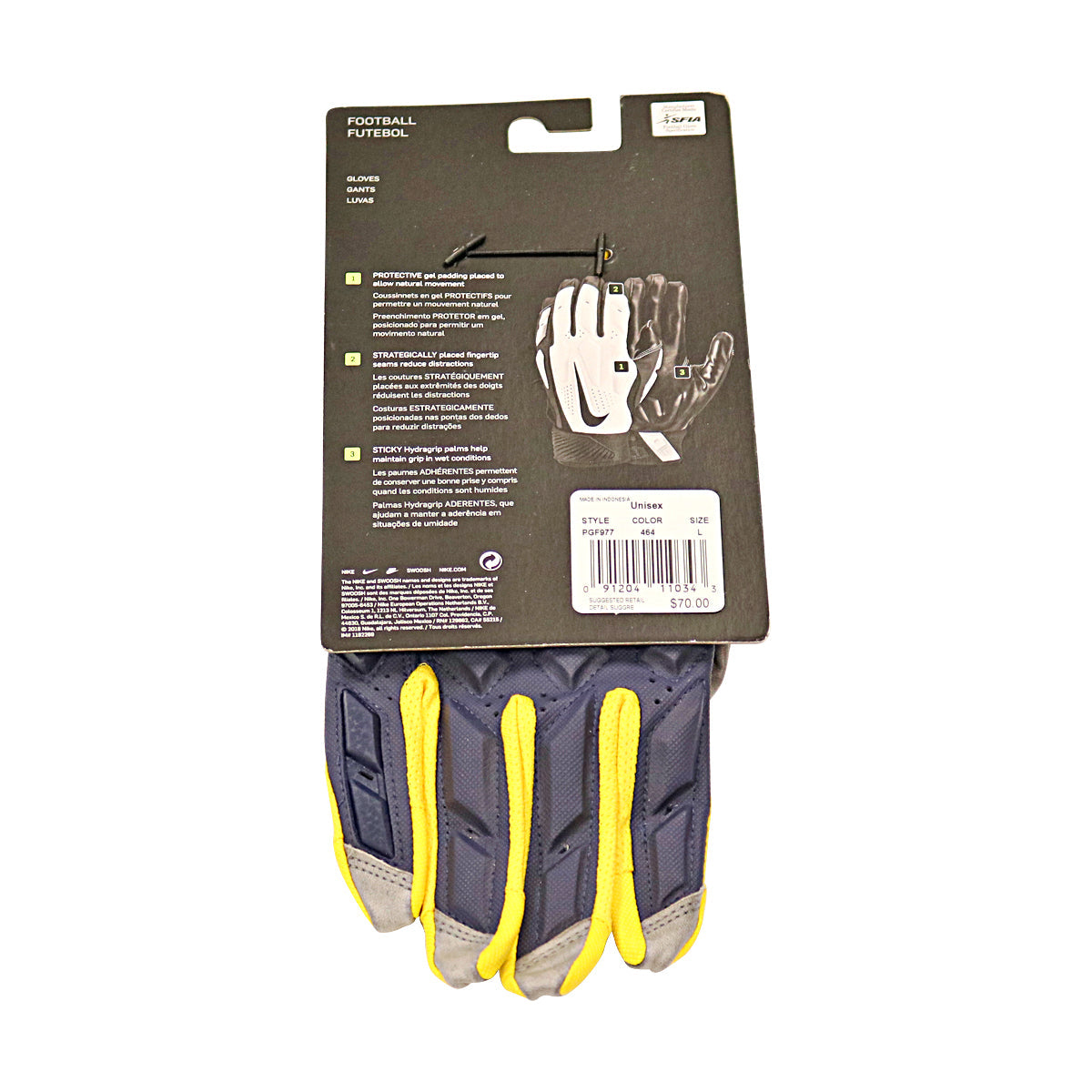 Jordan Brand SM D-TacK FG 6.0 CLG Michigan Wolverines Blue Gloves Size: L  PGF977 - back View 2