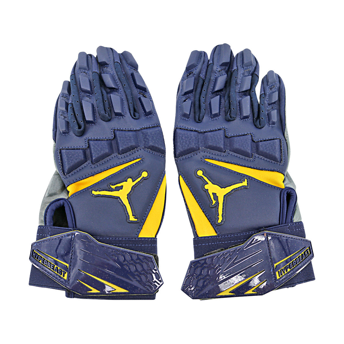 Jordan Brand MC CLG Hyperbeast 2 LTH Michigan Wolverines Blue Gloves Size: L PGF981 In Blue - Back View